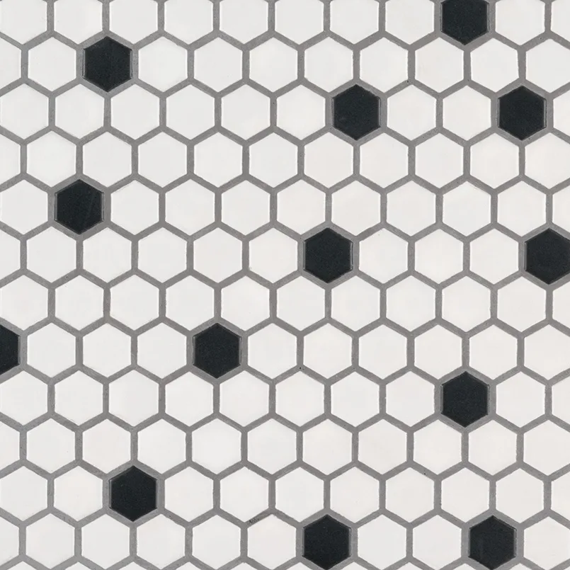 Black And White 1" Hexagon