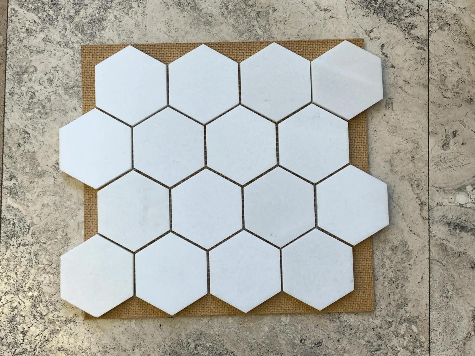 Thassos White Marble Hexagon Mosaic