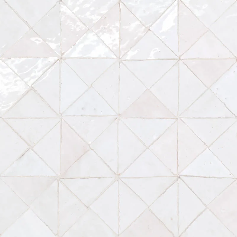 Zagora Neige Blanc Mosaic Tile 12x12 Ceramic Gloss Finish Square Triangle