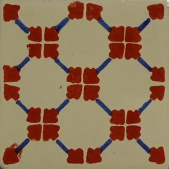 L18 - Terracotta Clover Talavera Tile, 4" x 4", glazed ceramic, handcrafted in Central Mexico