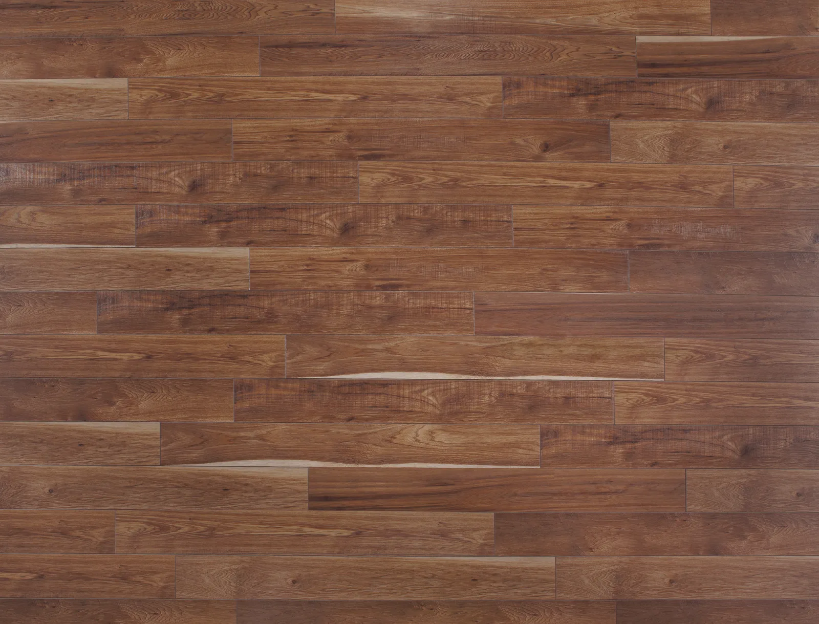Sawmill Hickory laminate flooring in Gunstock and Natural colors, 12mm thickness, 6 inches wide, made from high-quality laminate material.