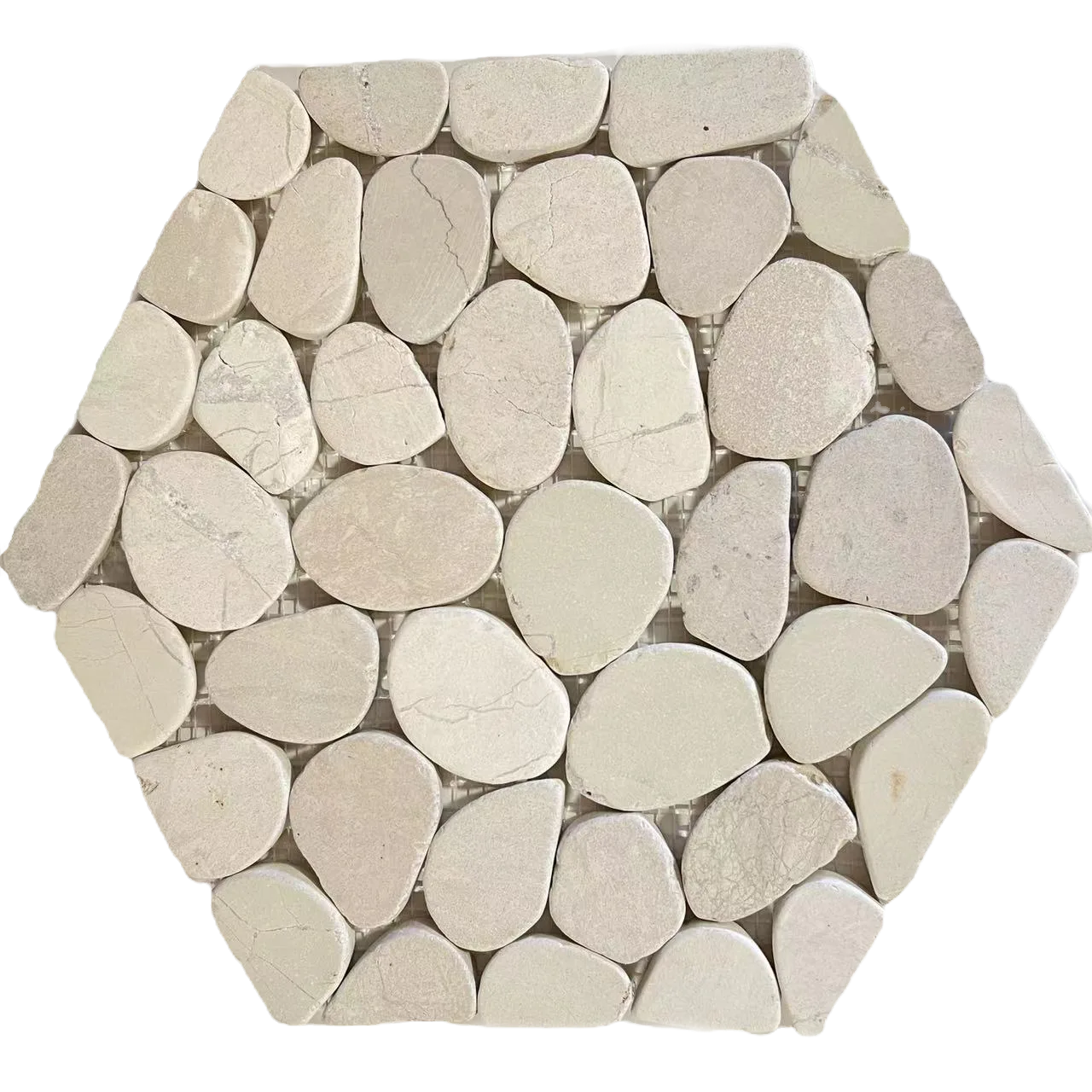 Flat White Honeycomb Pebble Mosaic