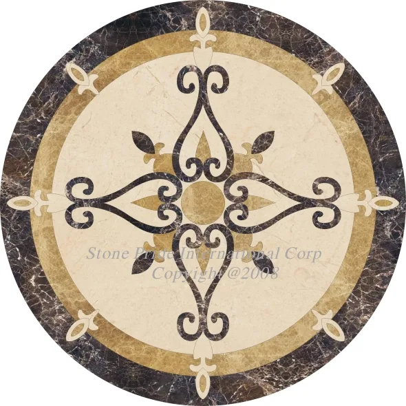 Primavera Marble Medallion in soft earthy tones, waterjet marble, aluminum-backed, made to order