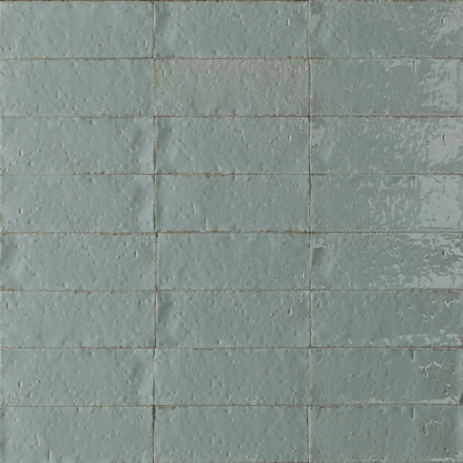 Glace porcelain tile in glossy finish, available in colors Avio, Blu Notte, Bianco, Turchese, Mastice, and Muschio, size 3x8 inches, material porcelain.