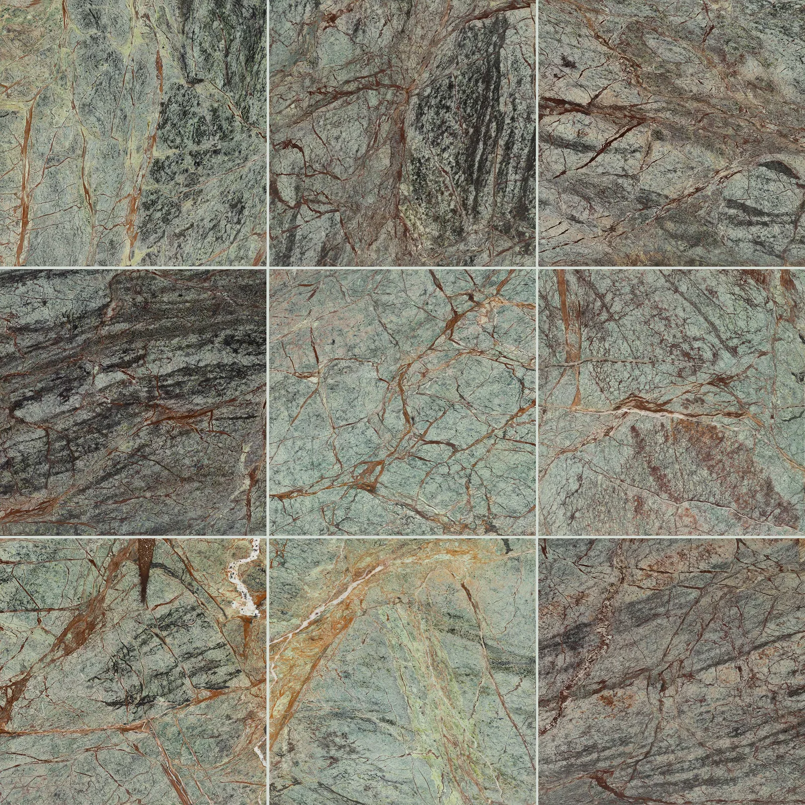 Rain Forest Marble polished green 12x12 natural stone tile