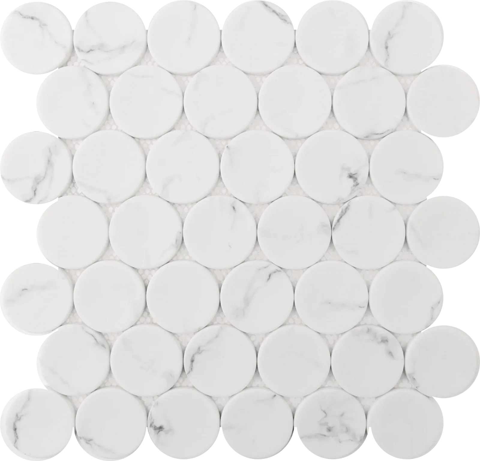 White Statuary Dots mosaic tile 12x12 natural stone and glass