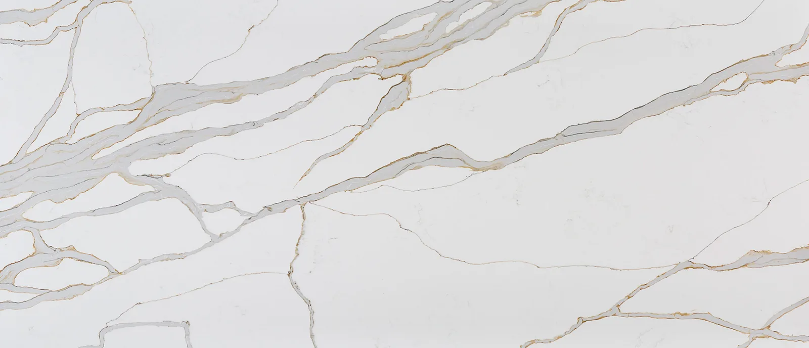 Calacatta Solessio Book Match quartz countertop, polished finish, 126x63 inches, 2 cm and 3 cm thickness
