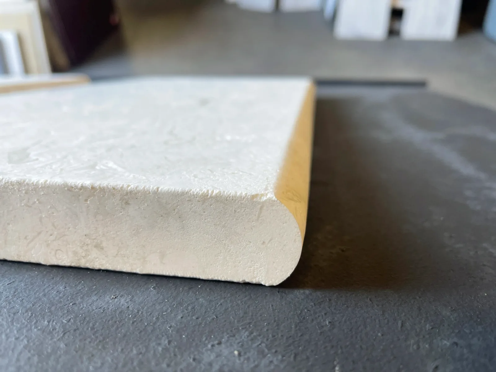 Cardinal Beige Limestone Pool Coping in tumbled finish, 16x24 size, limestone material with bullnose edge