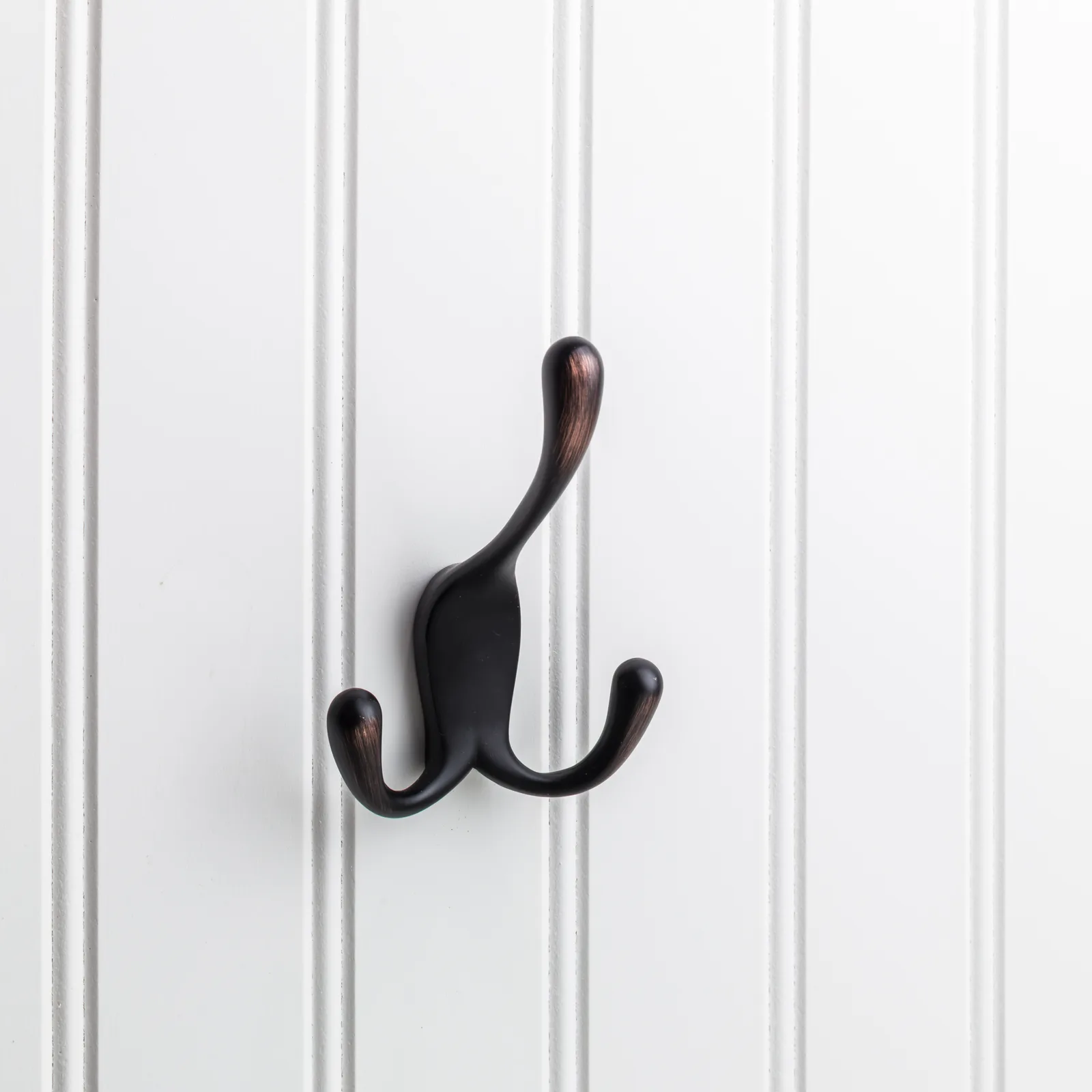 4" Triple Zinc Concealed Mount Hook in Brushed Oil Rubbed Bronze finish, decorative hardware, 2-3/4" width
