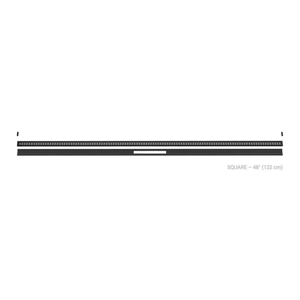 Schluter Kerdi-Line-Vario Matte Black 48 in. Square Grate and Channel Floor Installation Kit, textured matte black finish