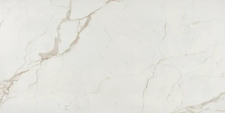 Della Terra Marvel Calacatta Prestigio Soft Porcelain Slab - soft finish, 12mm thickness, versatile for various applications