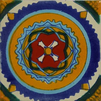 L48 Constellation Talavera Tile, 4x4 inches, glazed ceramic tile with vibrant colors, handcrafted Mexican design