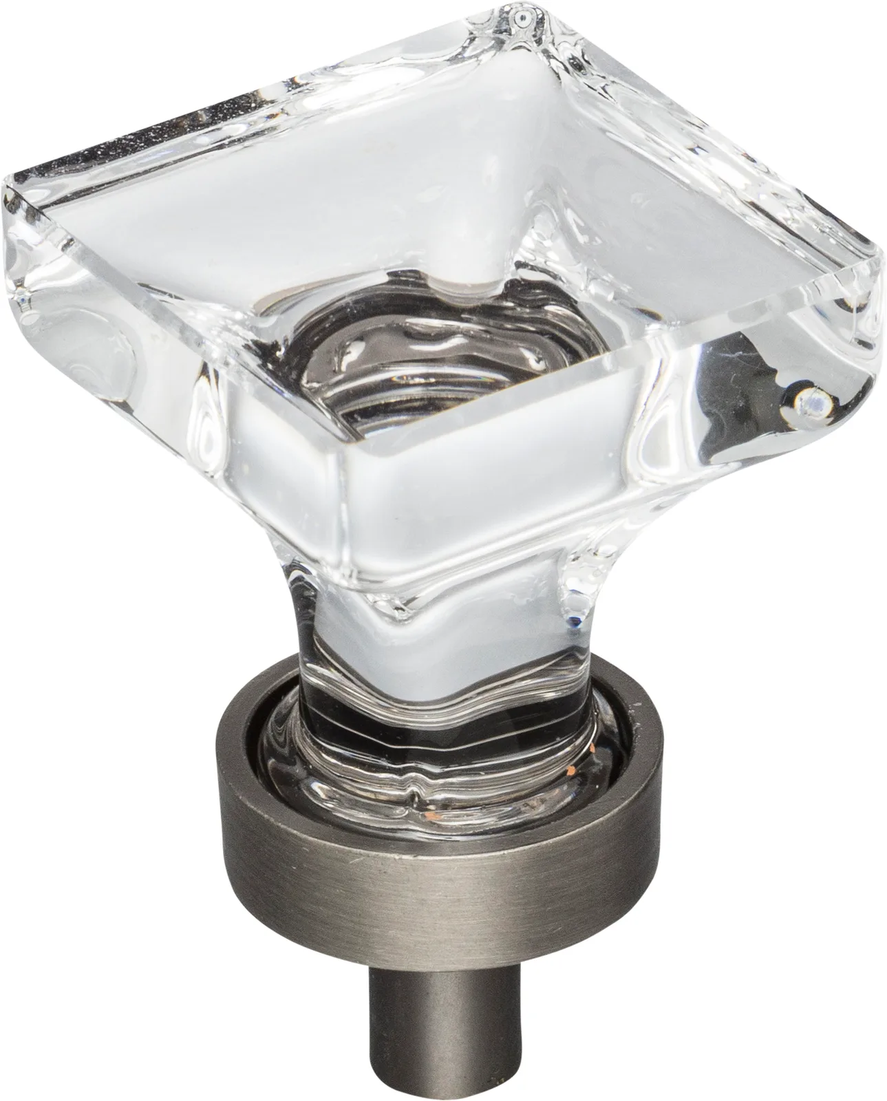 Harlow Small Square Glass Knob in Chrome finish, 1 inch size, decorative hardware