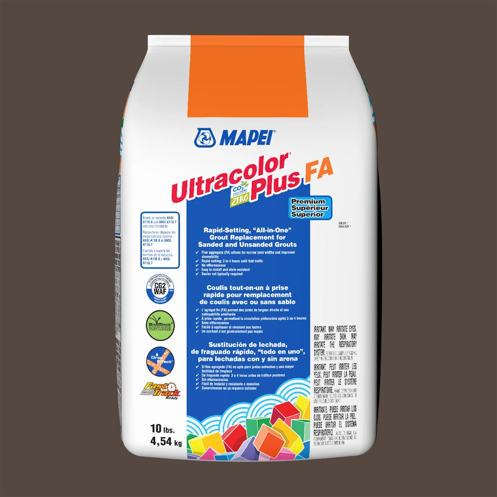 Mapei Ultracolor Plus FA Chocolate Grout 10 lb - rich chocolate color, all-in-one grout for tile installations