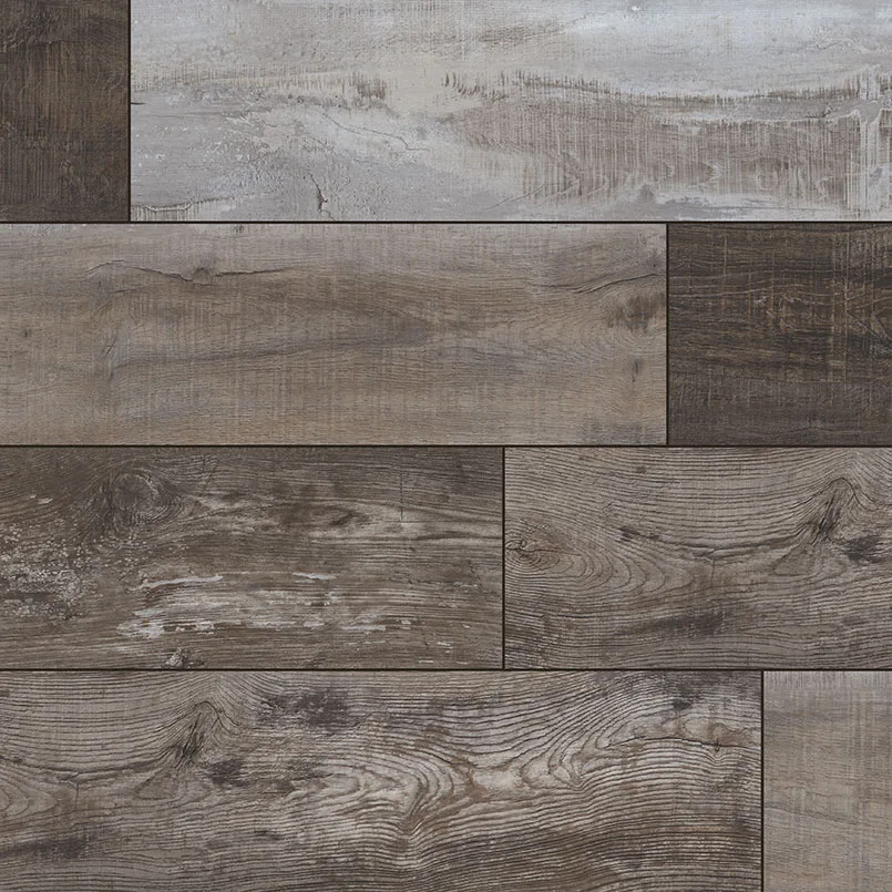 XL Prescott - Weathered Brina LVP plank flooring in brown color, low gloss finish, size 9x60 inches, 6.5 MM thickness, durable material.