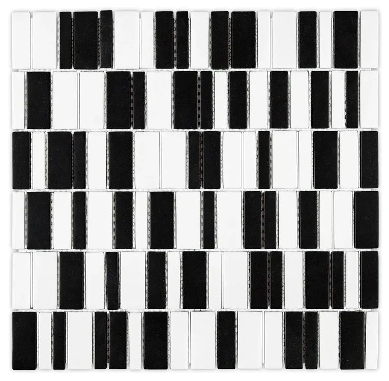 Geo-Barcode Crypto Mosaic Tile in Barcode Crypto color, 11-3/4x12 size, made of durable glass material