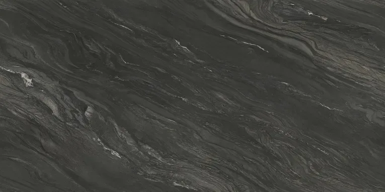 Della Terra Black Tempest Soft Porcelain Slab, black color, 12mm thickness, suitable for various applications