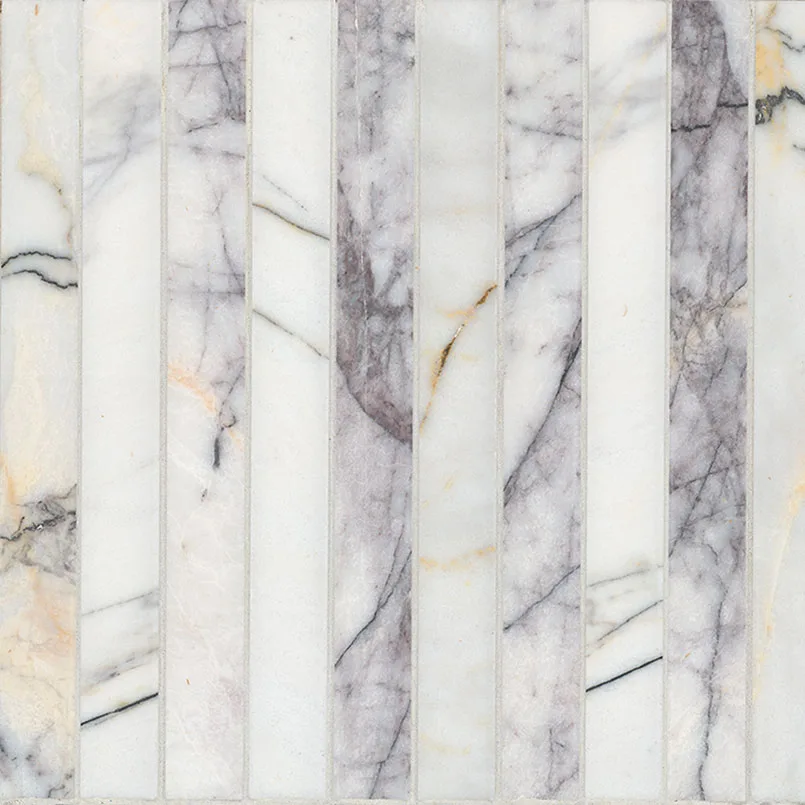 Scollopini Lilac Pattern Mosaic Tile, lilac color, honed finish, 13mm thickness, MSI Surfaces