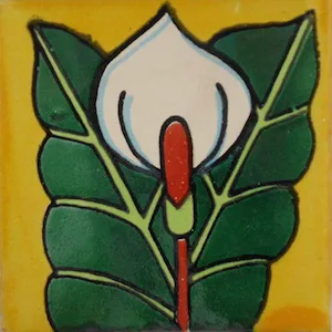L58 - Golden Lilly Talavera Tile 4x4 glazed ceramic in vibrant colors