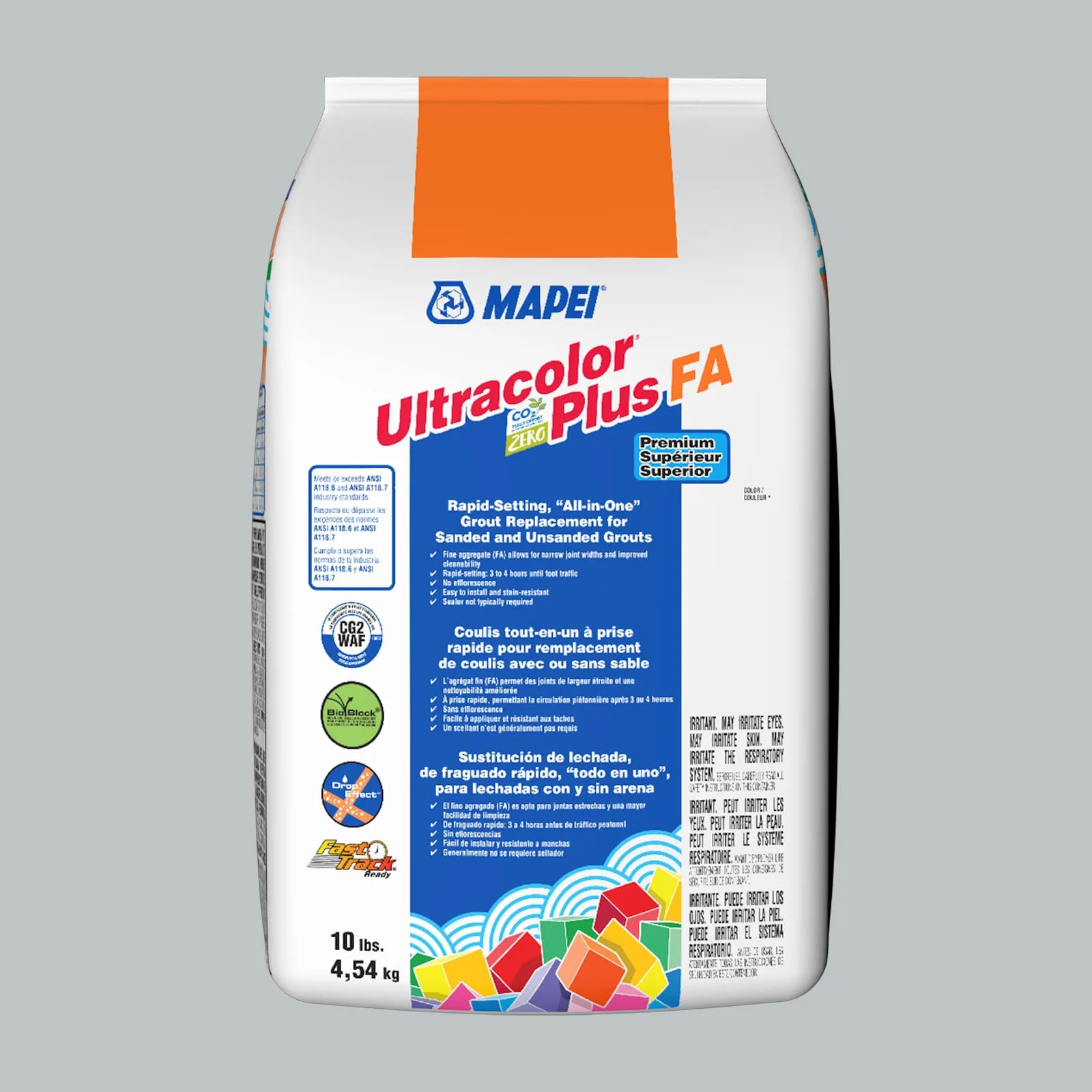Mapei Ultracolor Plus FA Rain Grout 10-lb in Rain color, all-in-one grout for tile installations