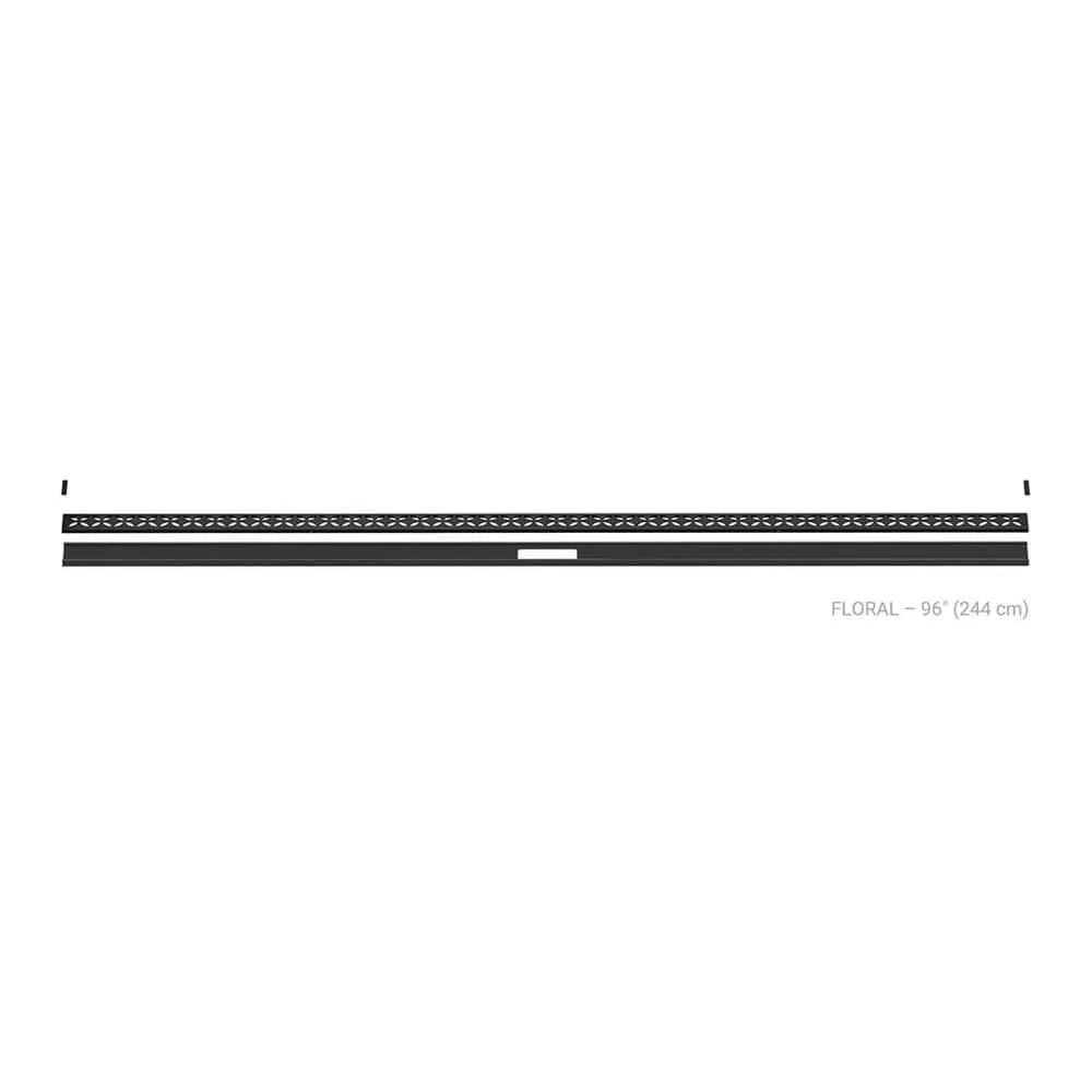 Schluter Kerdi-Line-Vario Matte Black 96 in. Floral Grate and Channel Floor Installation Kit KLVRID5MGS244