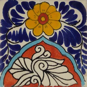 L60 Sunflower Extraordinaire Talavera Tile, 4" x 4", glazed ceramic, vibrant sunflower design