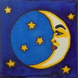 L88 - Quarter Moon & Stars Talavera Tile