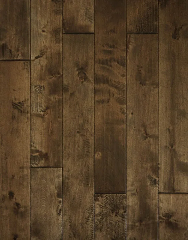 Marlee Solid Hardwood brown wood hand scraped distressed maple flooring plank 4.75 width 12-48 length