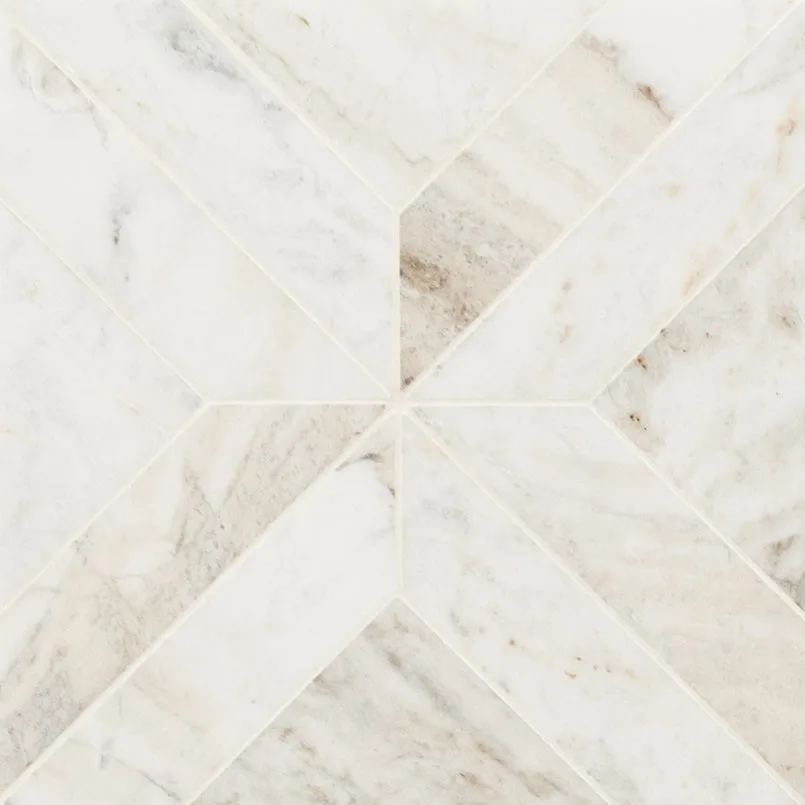 Arabescato Venato White Argyle Pattern