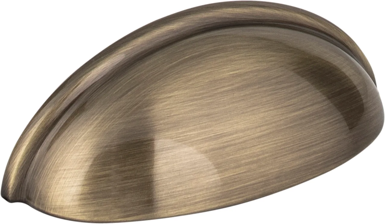 Florence Cabinet Pull in Antique Brass finish, 3-11/16 inch overall length, decorative hardware