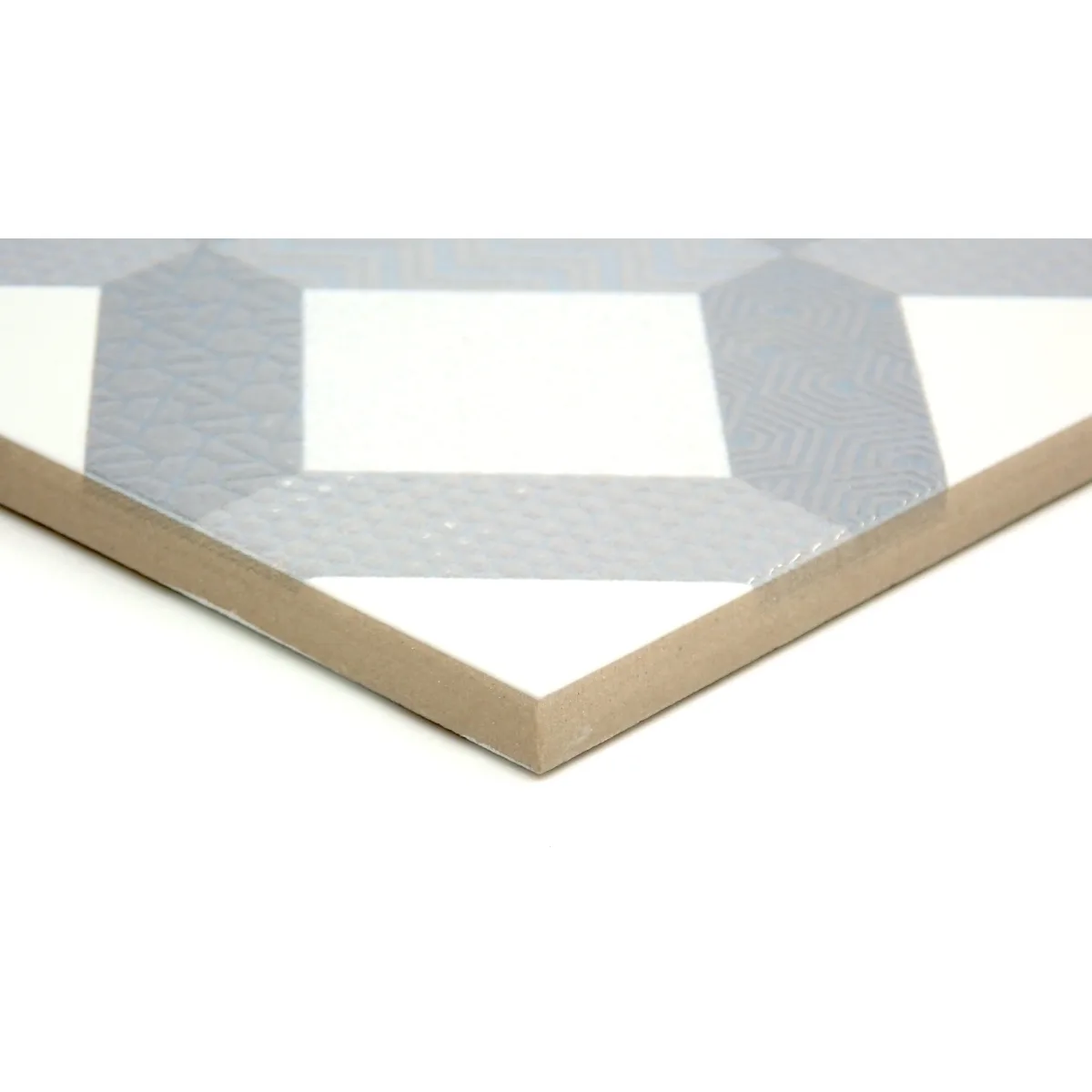 Geometry Frame Matte/Satin ceramic tile in navy, blue, gray colors, size 10x10, crafted by Emser Tile