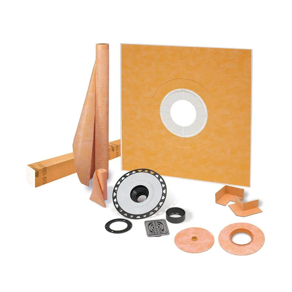 Schluter Kerdi-Shower-Kit 48 in. x 48 in. Shower Kit in ABS with Stainless Steel Drain Grate KSK1220ABSE