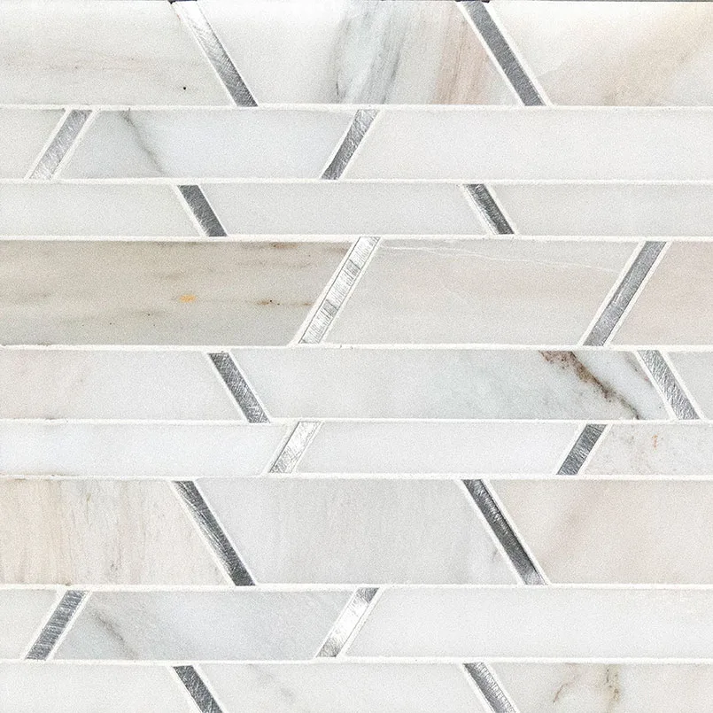 Metro Silver Pattern mosaic tile, silver color, 5/16 thickness, MSI Surfaces