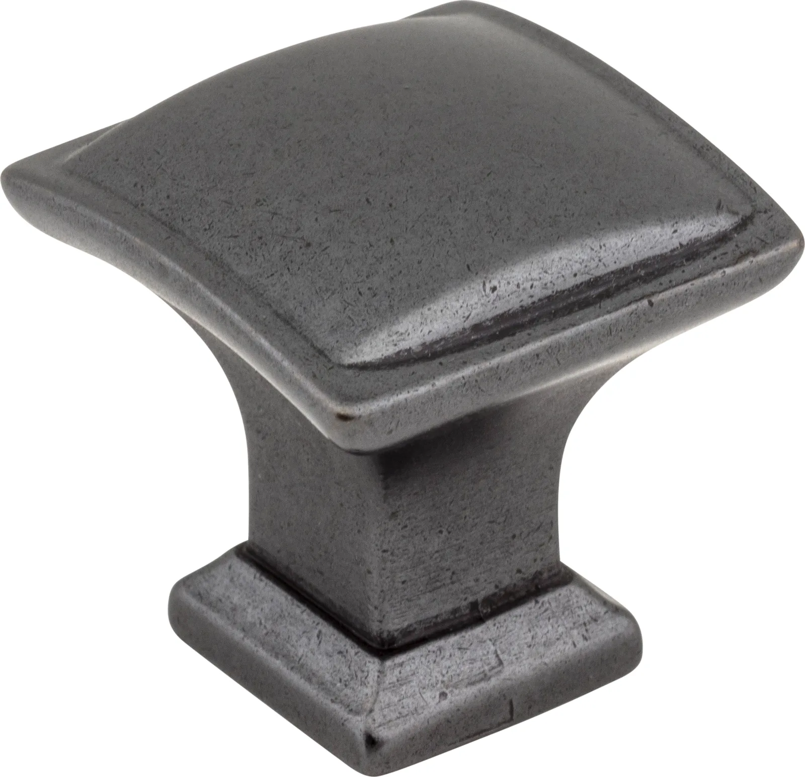 Annadale Square Pillow Top Cabinet Knob in Gun Metal finish, decorative hardware for cabinets