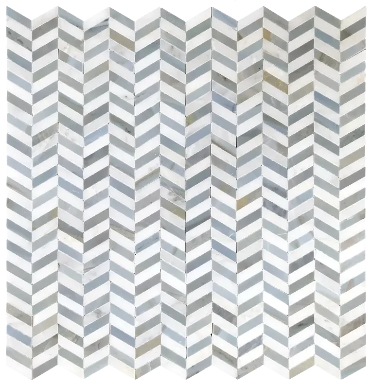 Chevron Oriental White W Blue