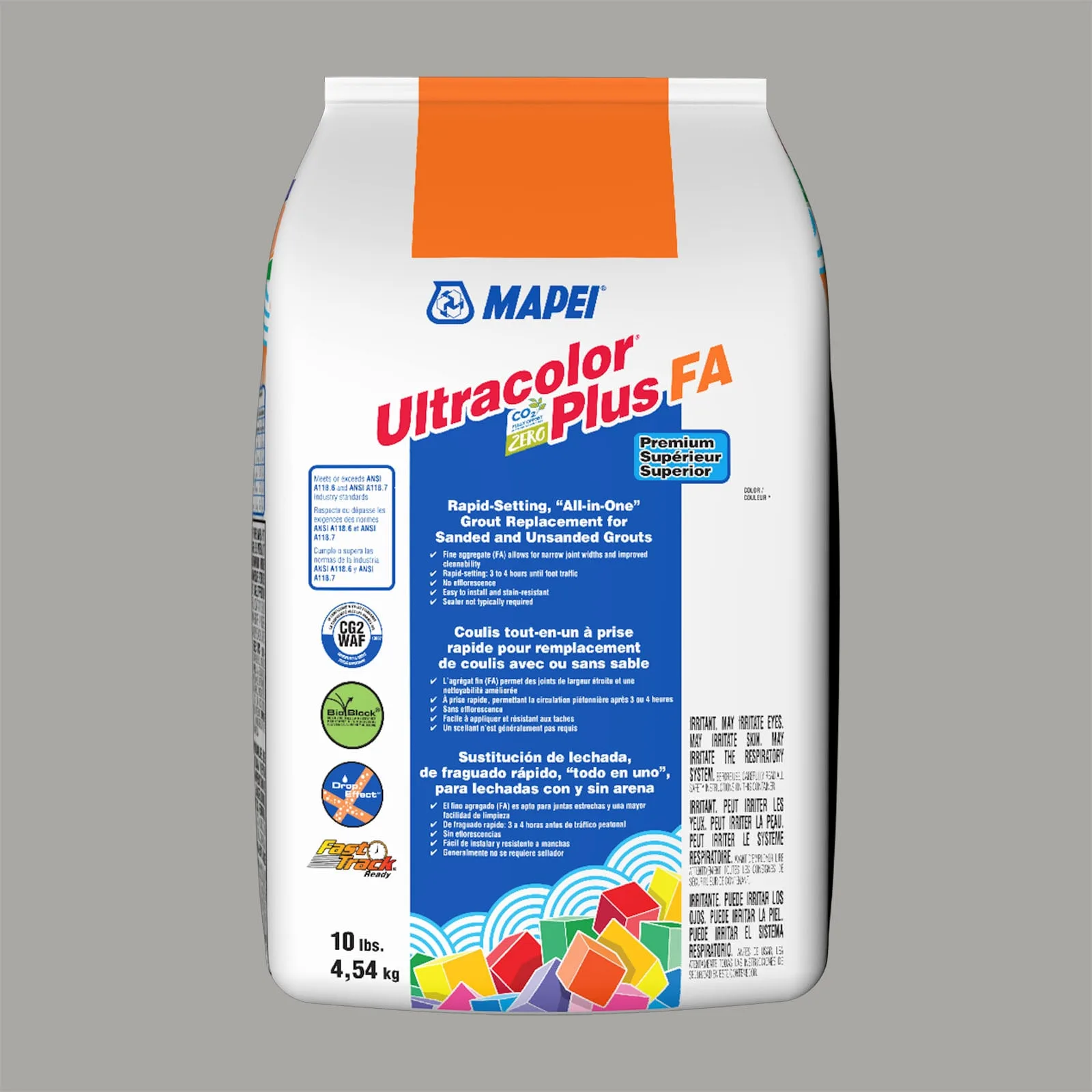 Mapei Ultracolor Plus FA Silver Grout 10-lb - Silver color, all-in-one grout for tiles