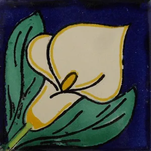 L10 - Lone White Lilly Talavera Tile