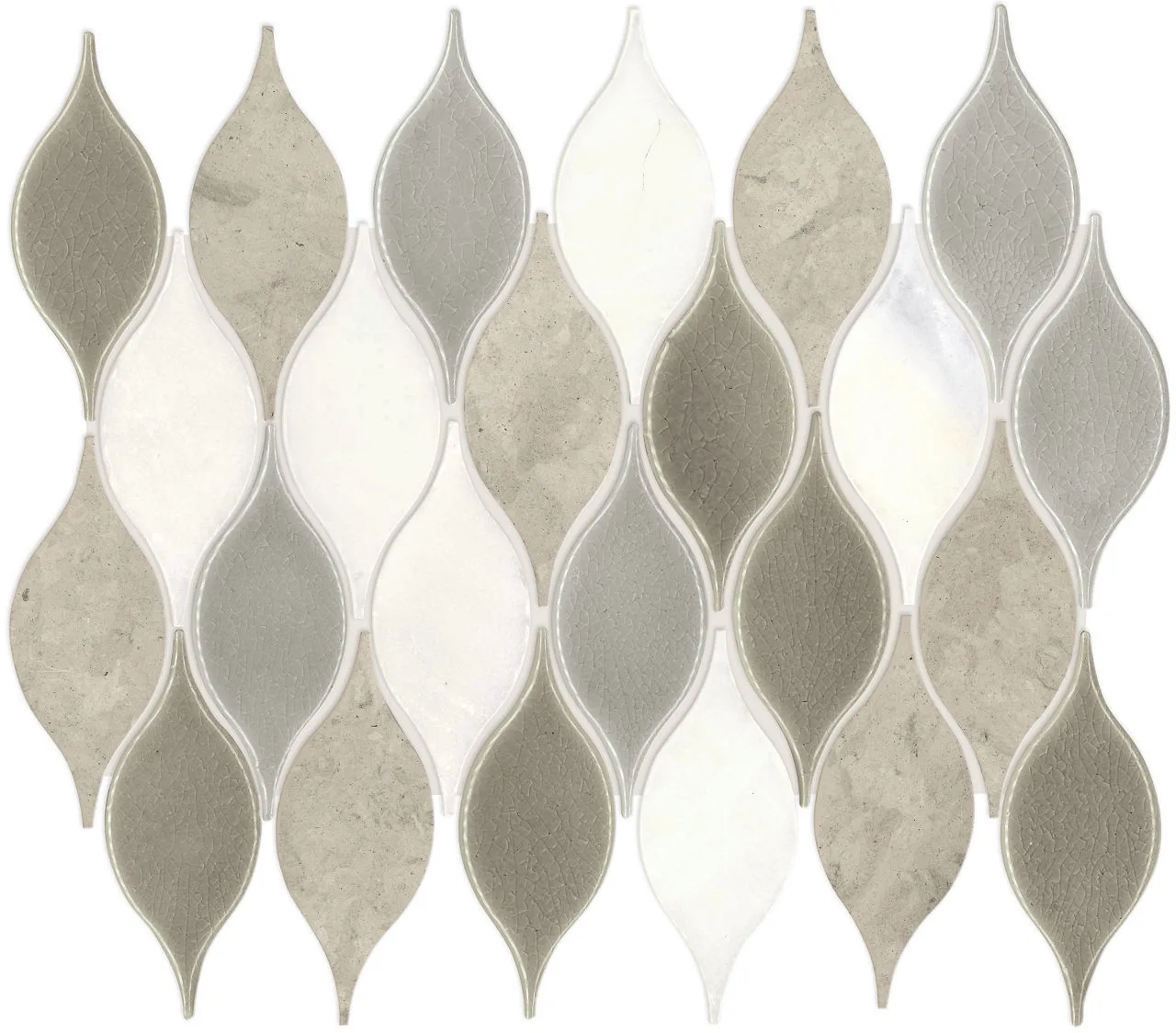 Daltile Decorative Accents Lumia Leaf Gray 2X3, Polished, Leaf Mosaic Tile