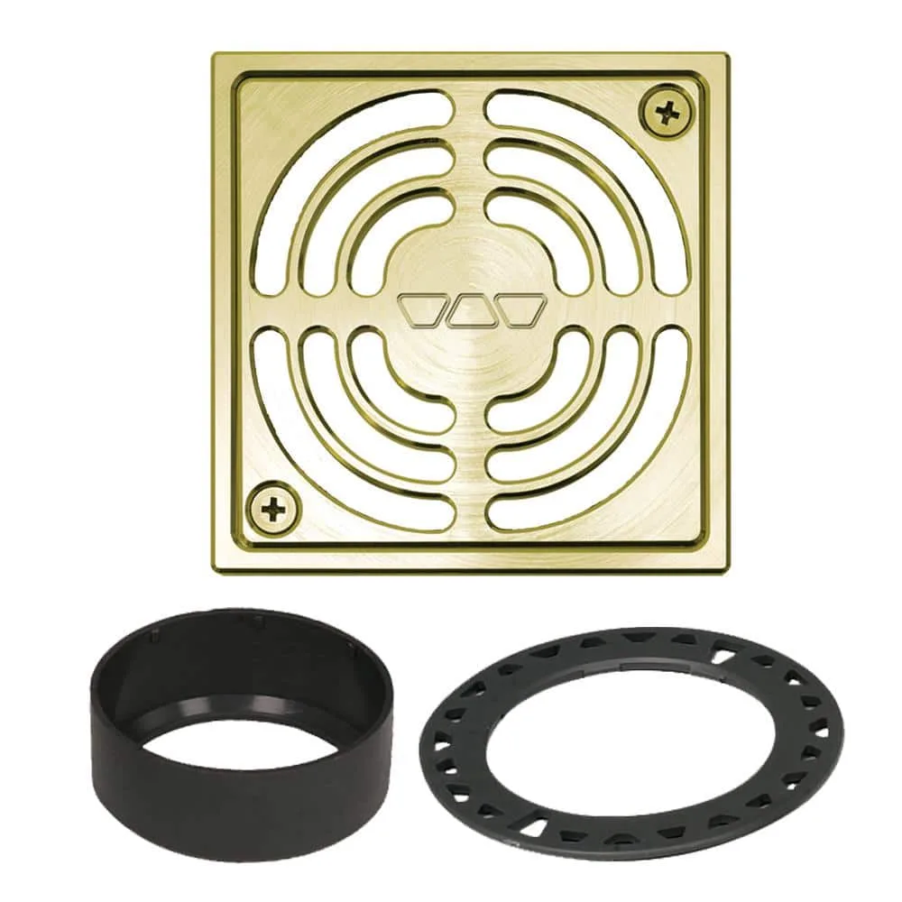 Schluter Kerdi-Drain 4 in. Brushed Brass Drain Grate Floor Installation Kit for Accessory KD4GRKAMGB