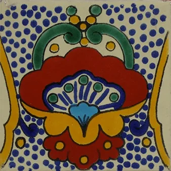 L53 - Flor Turquoise Talavera Tile 4x4 ceramic glazed finish