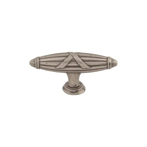 Ribbon & Reed T-Pull in Pewter Antique, Tuscan Bronze, German Bronze, and Oil Rubbed Bronze finishes, decorative hardware for cabinetry