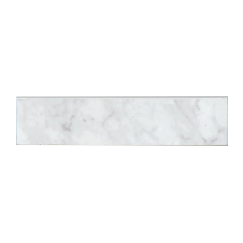 Bianco Carrara porcelain tile in polished and matte finishes, 3x12 size, perfect for floors, walls, and countertops