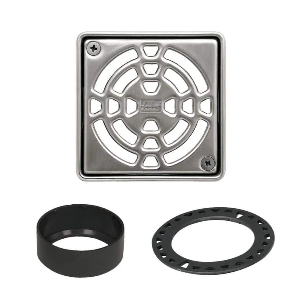 Schluter Kerdi-Drain 4 in. Stainless Steel Grate KD4GRKE - Stainless Steel finish, 4 inch size, durable material