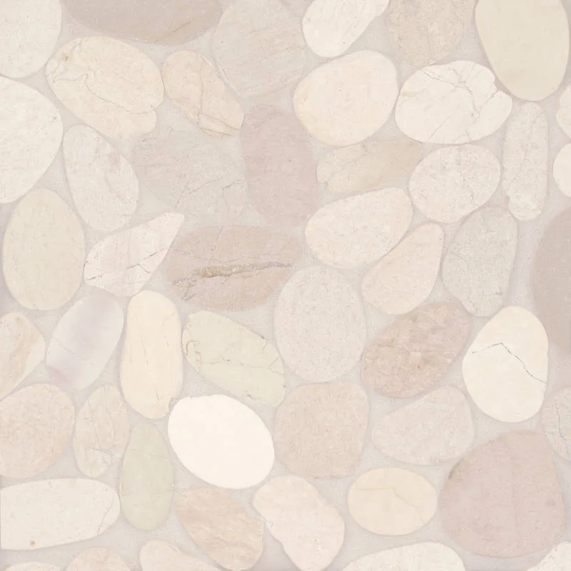 White Pebble Rock Mosaic Tile 12x12, made from pebble rock material, ideal for floors and walls