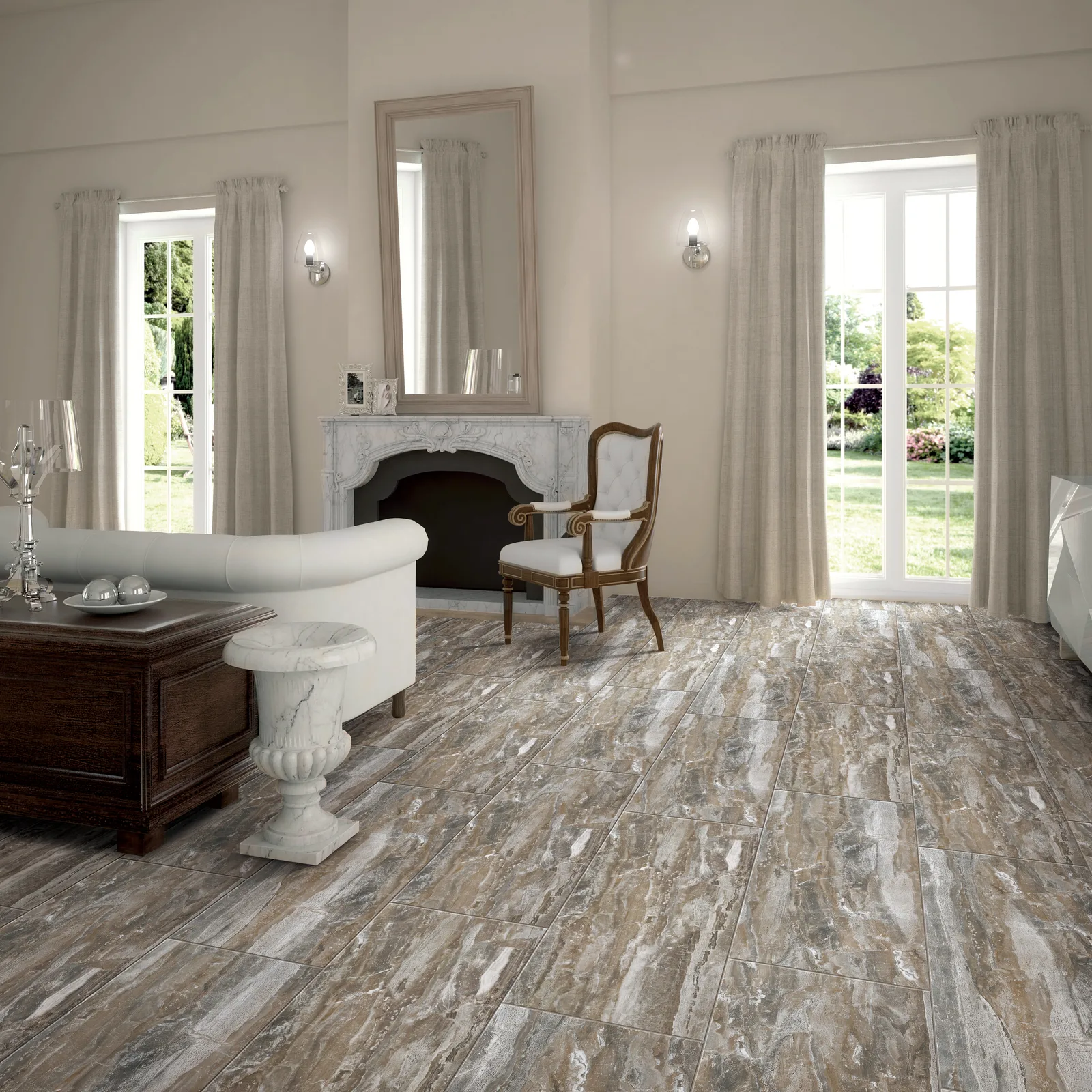 Stream Porcelain Tile in Driftwood color, 12x24 size, made from high-quality porcelain