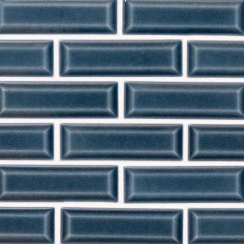 Bay Blue Mosaic Tile 2x6 glossy finish ceramic, vibrant blue color for backsplash