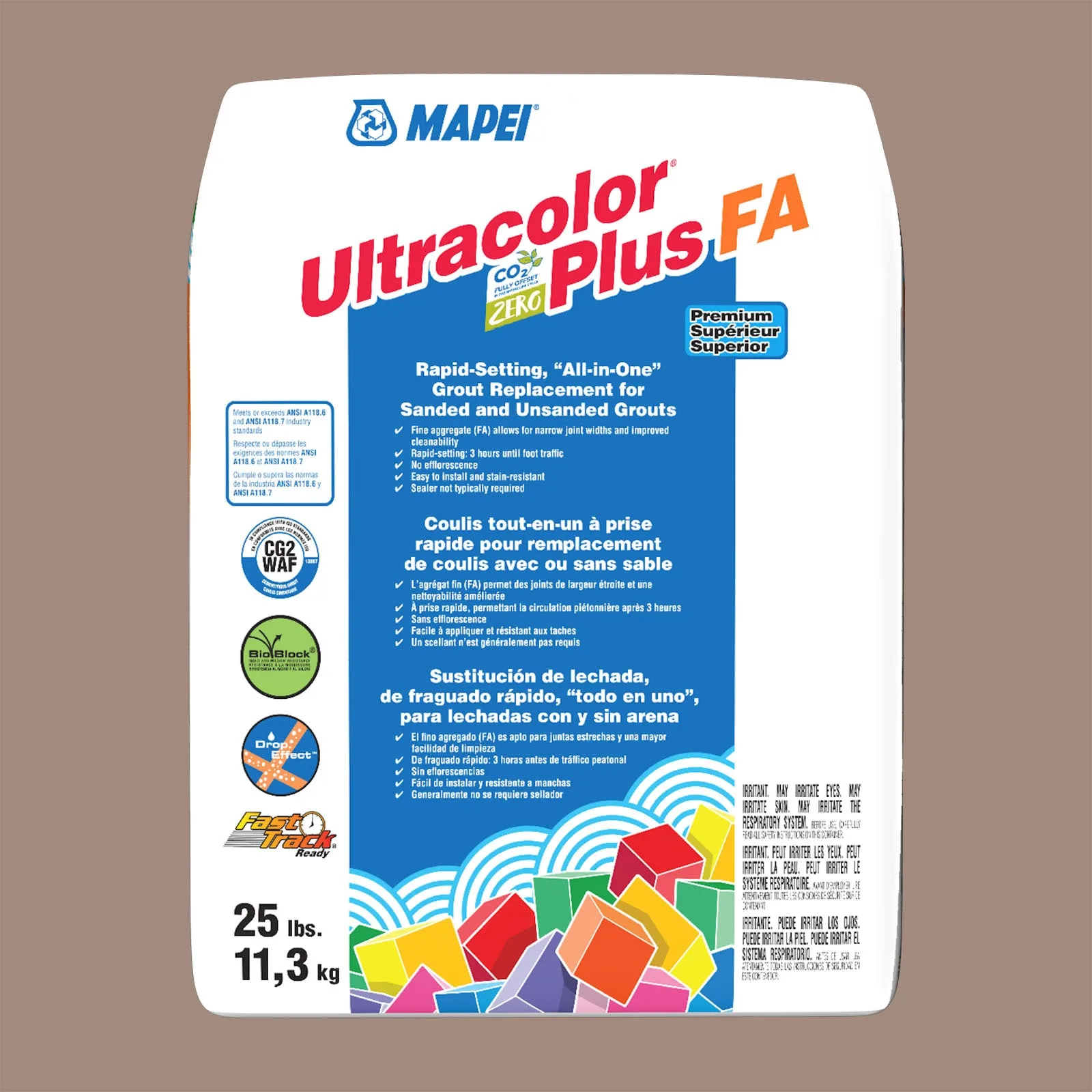Mapei Ultracolor Plus FA Sandstorm Grout 25-lb bag, all-in-one grout in Sandstorm color