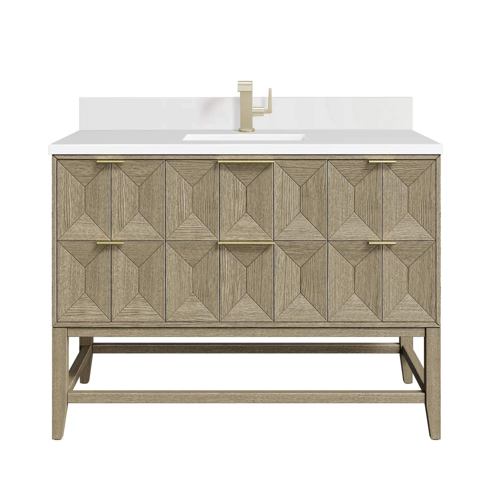 Emmeline 48" Vanity in Pebble Oak finish, Ash material with Silestone countertop