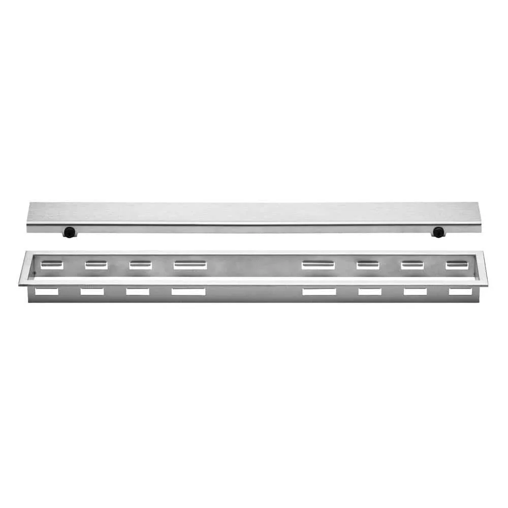 Schluter Kerdi-Line Brushed Stainless Steel Closed Grate Assembly 43-5/16 in. with 1-1/8 in. Frame KL1AR30EB110