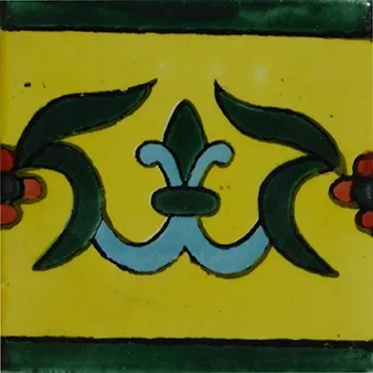 L33 - Amarillo Flor de Liz Talavera Tile, yellow ceramic tile, 4" x 4", glazed finish